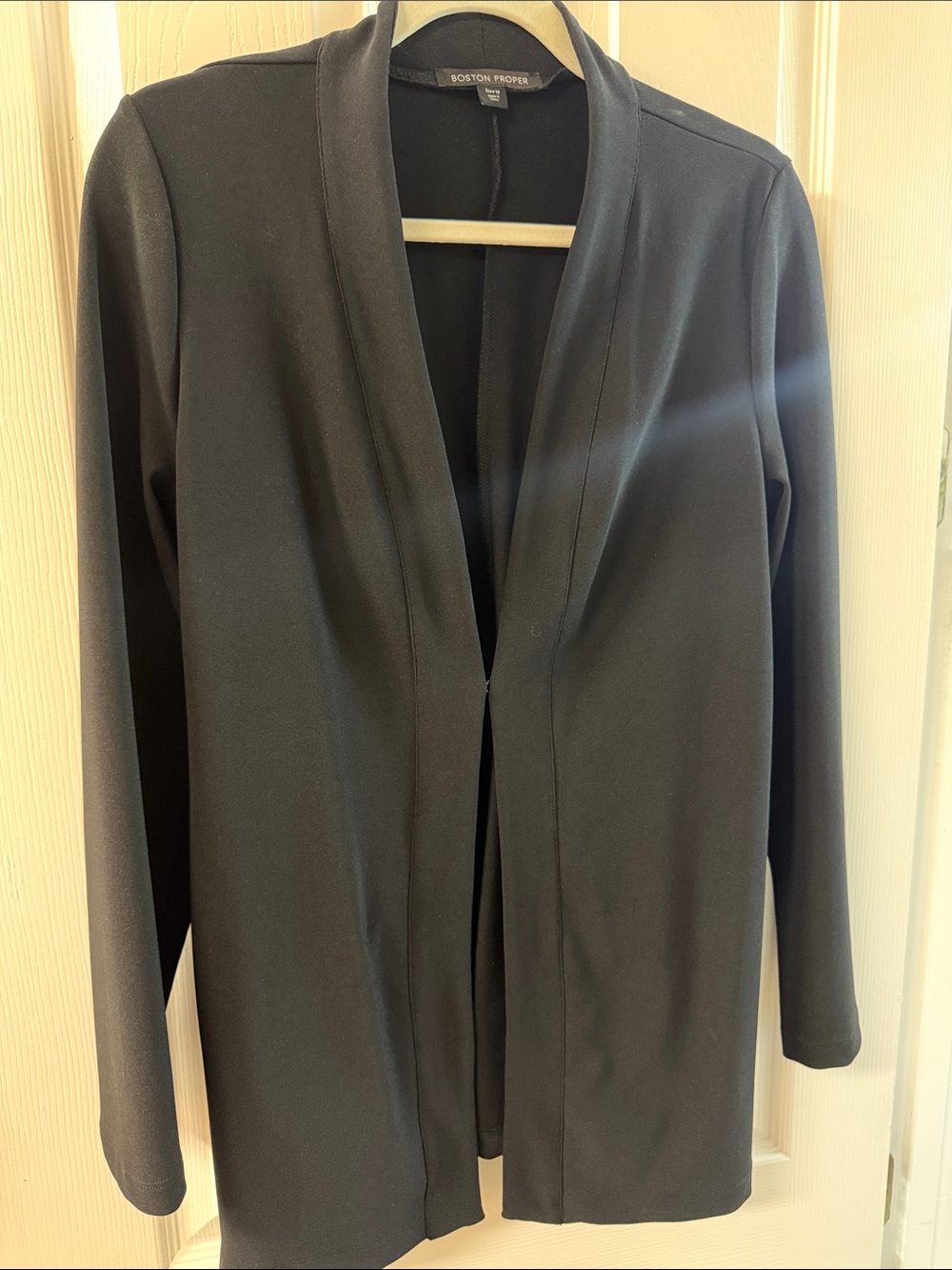 Boston Proper Black Open-Front Collarless Blazer